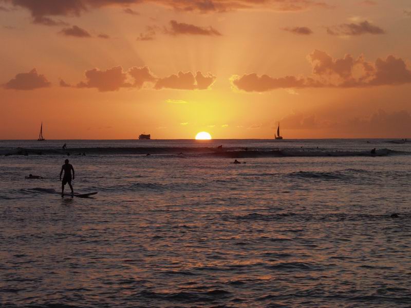 Sunset on Waikiki Beach - Honolulu, Oahu