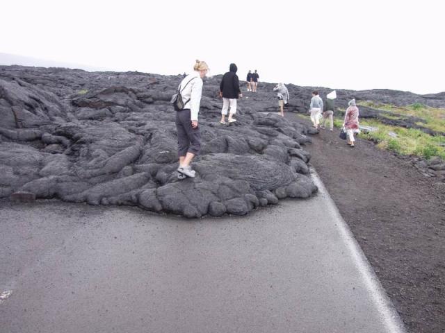 Lavaflow on the road - Volcano Kilauea, Big Island