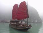 Dragon Boat in front of Hang Sung Sot - Halong Bay, Gulf of Tonkin, Northeast Vietnam