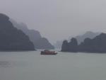 Dragon Boat between limestone islets - Halong Bay, Gulf of Tonkin, Northeast Vietnam