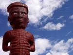 Wooden Maori figure - Maori village Whakarewarewa, Rotorua, North NZ