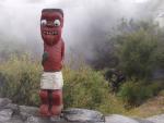 Wooden Maori statur - Maori village Whakarewarewa, Rotorua, North NZ