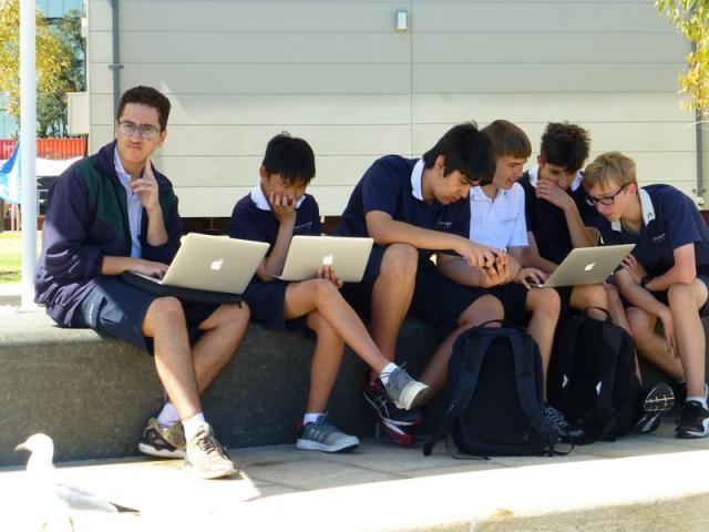 Students with apples - Perth, Western Australia