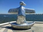 Giant bird in a boat by Laurel Nannup - Elizabeth Quai, Perth, Western Australia