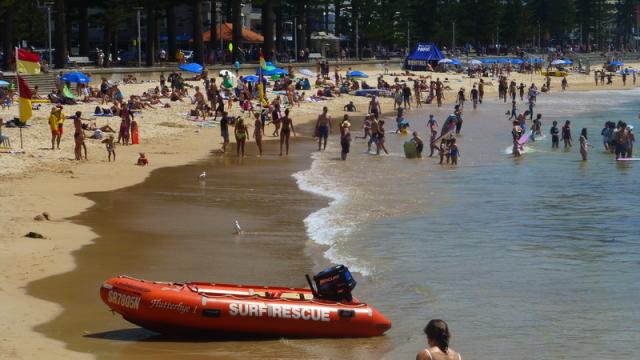 Crowded beach - Manly Beach, Sydney, New South Wales, Australia