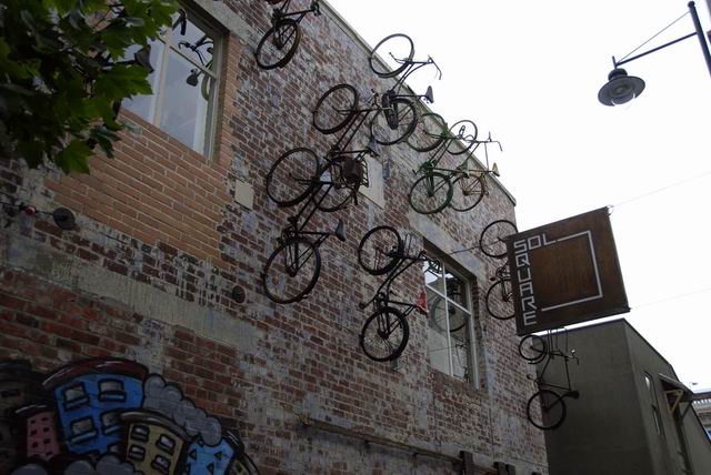 Bikes on the wall - SOL Square, Christchurch, NZ