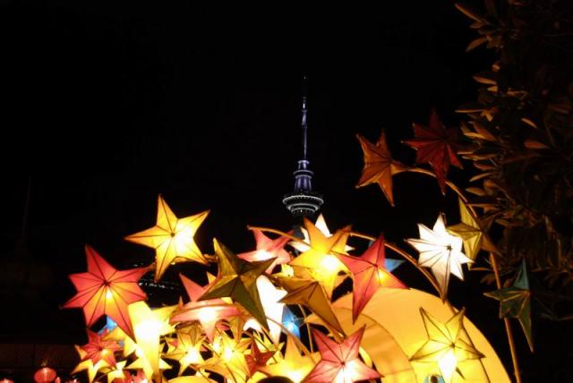 Stars under Skytower - Auckland, North NZ