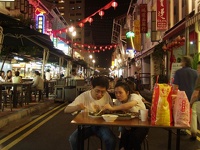 Eating with sticks - Lucky Chinatown, Singapore