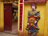 Entrance of a small pagoda - Bach Ma Temple, Old Quarter, Hanoi, Vietnam