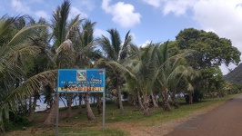 Kanak painting on road sign - Thio beach Grande Terre New Caledonia