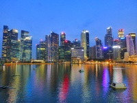 Skyline at night - Marina Sands Bay Singapore